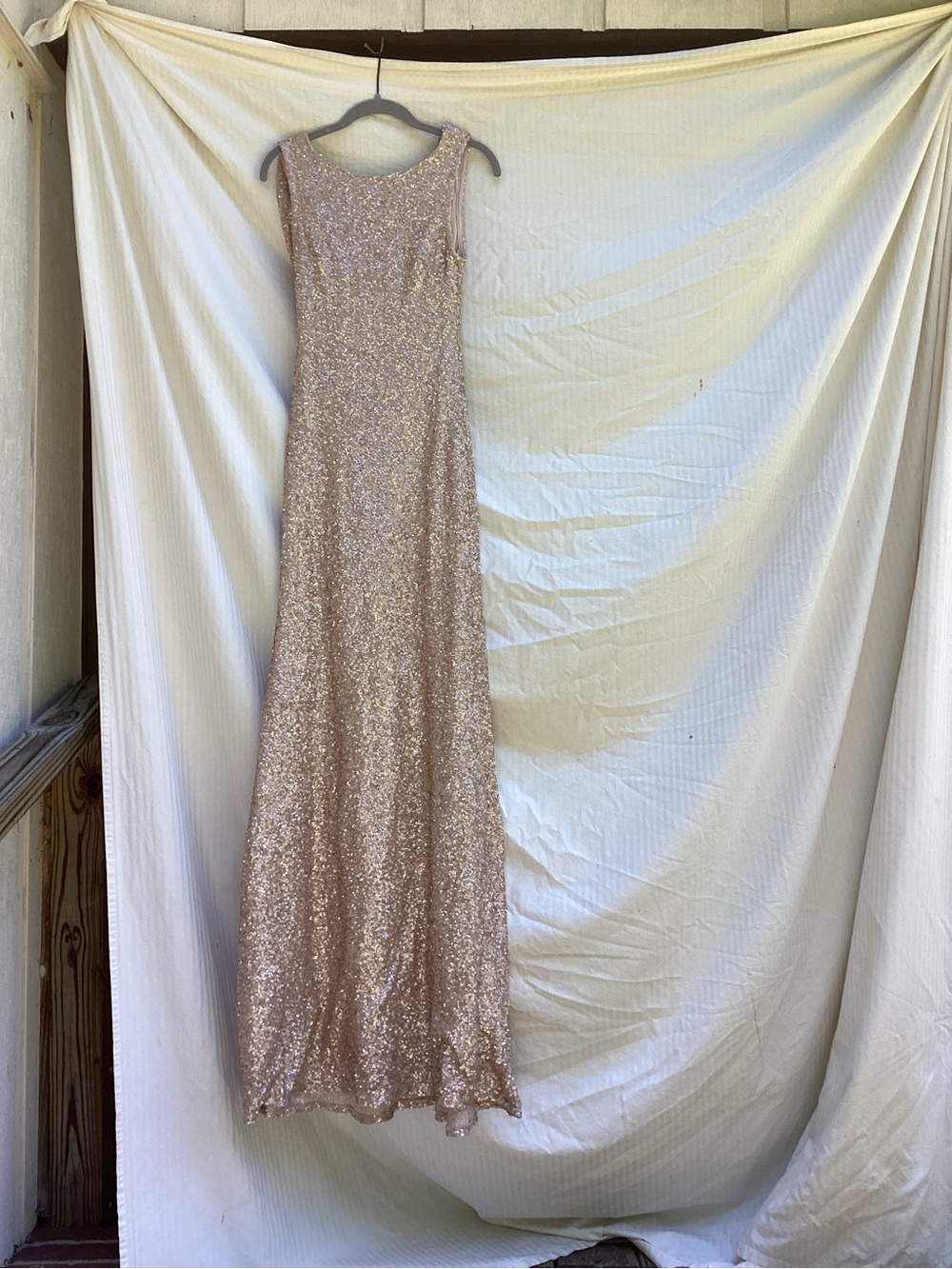 SORELLA VITA Rose Gold Sequin Gown, size 8